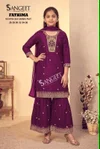 Fathima By Sangeet Vichitra Blooming Silk Kids Girls Wear Kurti Set